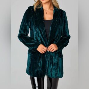 Buddy Love Velvet Blazer in Deep Green